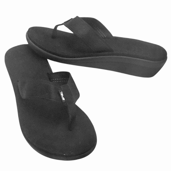 Teva Wedge Mush Sandals Voya Black Women's Flip Flops Size-11 - Picture 1 of 14